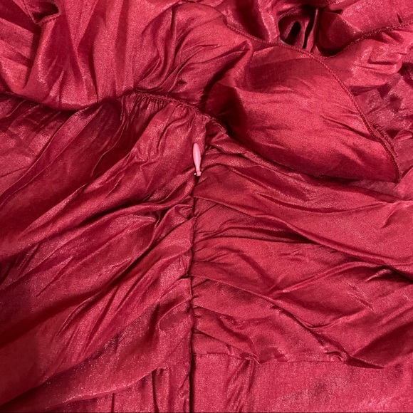 ❤️ Gorgeous Deep Red Fashionable Party One Shoulder Top - Picture 9 of 15